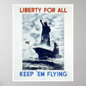 Liberty For All WWII 1942 WPA ポスター (正面)