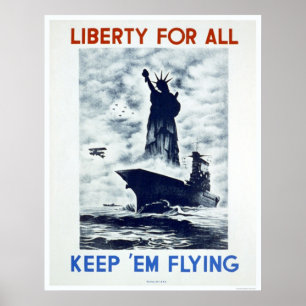 Liberty For All WWII 1942 WPA ポスター