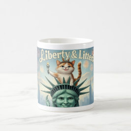 Liberty & Litterboxesおもしろい - Patriotic Cat Mug コーヒーマグカップ
