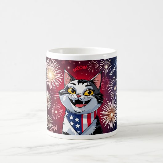 Liberty Meowgnet - Patriotic Cat Mug コーヒーマグカップ (中央)