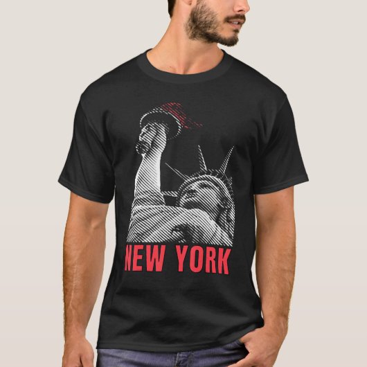 Liberty New York NYの自由の土産像 Tシャツ (正面)