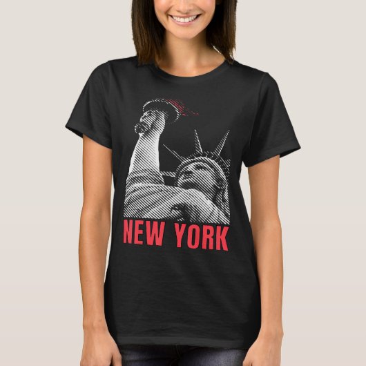 Liberty New York NYの自由の土産像 Tシャツ (正面)