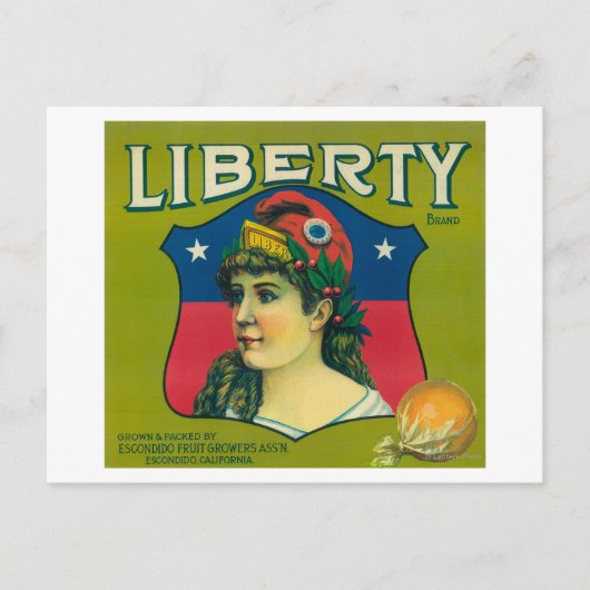 Liberty Orange LabelEscondido（カリフォルニア州） ポストカード (正面)