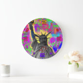 Liberty Punk Graffiti Wall Clock – Neon Vibes ラージ壁時計 (ホーム)