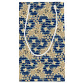 Liberty sepia flowers – 濃い青の背景 スモールペーパーバッグ (裏面)