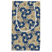 Liberty sepia flowers – 濃い青の背景 スモールペーパーバッグ (正面)