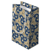 Liberty sepia flowers – 濃い青の背景 スモールペーパーバッグ (裏面アングル)