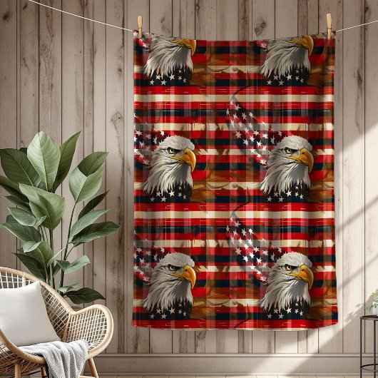 Liberty Soars Blanket Eagle and Flag Home Gift フリースブランケット