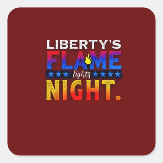 Liberty's Flame Lights Night Stickers & Labels スクエアシール (正面)