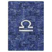 Libraモダン〔占星術の〕十二宮図サインオンブルーデジタル迷彩柄 クリップボード (裏面)