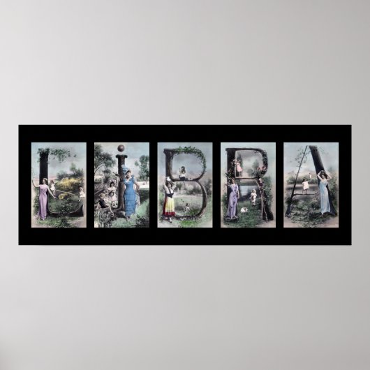 LIBRAヴィンテージアルファベット文字名アート ポスター (正面)