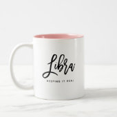 Libra占星術モダンスクリプトシック〔占星術の〕十二宮図記号 ツートーンマグカップ (左)