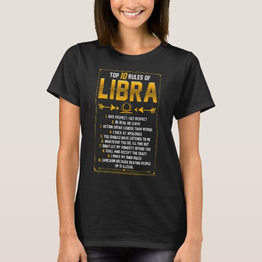 Libra占星術〔占星術の〕十二宮図ファクト特性ルールAstrolog Tシャツ (正面)