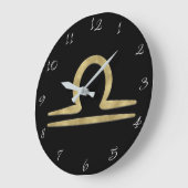 LIBRA金ゴールド9月10月誕生日占星術 ラージ壁時計 (傾斜)