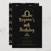 LIBRA金ゴールド9月10月誕生日占星術 招待状 (正面/裏面)