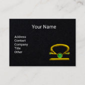 LIBRA金ゴールド〔占星術の〕十二宮図ジュエル、グリーンエメラルドブラック 名刺 (正面)