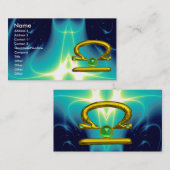 LIBRA、エメラルド明るい黄色鮮やかの黒の緑 名刺 (正面/裏面)