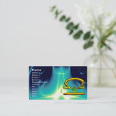 LIBRA、エメラルド明るい黄色鮮やかの黒の緑 名刺 (スタンド正面)