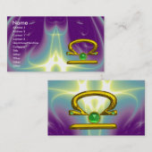 LIBRA、エメラルド明るい黄色鮮やかの黒の緑 名刺 (正面/裏面)
