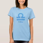 "Libra"グラフィック空気標識〔占星術の〕十二宮図赤ちゃんブルーTシャツ Tシャツ (正面)