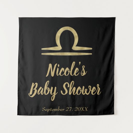 LIBRA ゴールド 9月 10月 誕生日 占星術 タペストリー (正面)