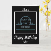 Libra〔占星術の〕十二宮図おもしろい引用文イン白黒誕生日 カード (黄色い花)