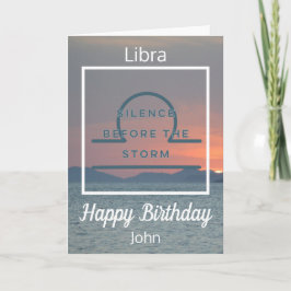Libra〔占星術の〕十二宮図おもしろい引用文イン青と白誕生日 カード