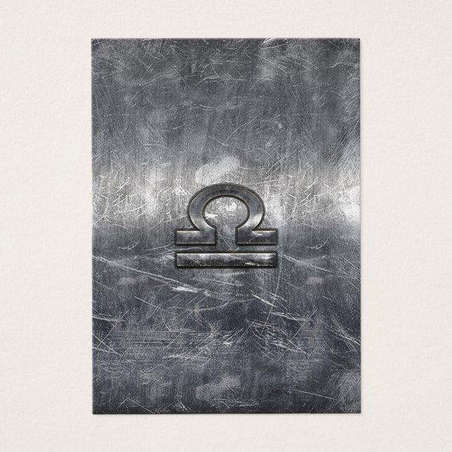 Libra〔占星術の〕十二宮図サインイン銀グランジ鋼スタイル (正面)