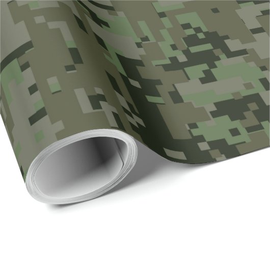 Libra〔占星術の〕十二宮図サインオンウッドランドグリーンデジタル迷彩柄 ラッピングペーパー (ロールコーナー)