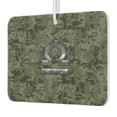 Libra〔占星術の〕十二宮図サインオンオリーブグリーンデジタル迷彩柄 カーエアーフレッシュナー (左)