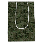 Libra〔占星術の〕十二宮図サインオンオリーブグリーンデジタル迷彩柄 ミディアムペーパーバッグ (裏面)