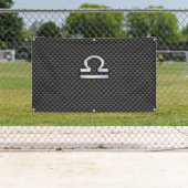 Libra〔占星術の〕十二宮図サインオンブラックカーボンファイバープリント 横断幕 (インサイチュ)