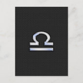 Libra〔占星術の〕十二宮図サインオンブラックスネークスキンデコール ポストカード (正面)