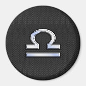 Libra〔占星術の〕十二宮図サインオンブラックスネークスキンデコール マグネット (正面)