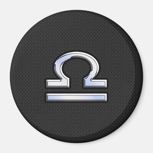 Libra〔占星術の〕十二宮図サインオンブラックスネークスキンデコール マグネット (正面)