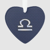 Libra〔占星術の〕十二宮図サインオンブルーカーボンファイバースタイル オーナメント (正面)