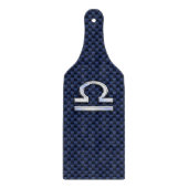 Libra〔占星術の〕十二宮図サインオンブルーカーボンファイバースタイル カッティングボード (正面)