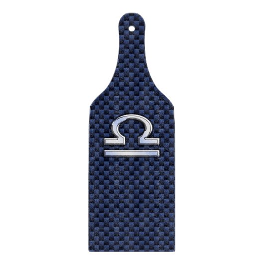 Libra〔占星術の〕十二宮図サインオンブルーカーボンファイバースタイル カッティングボード (正面)