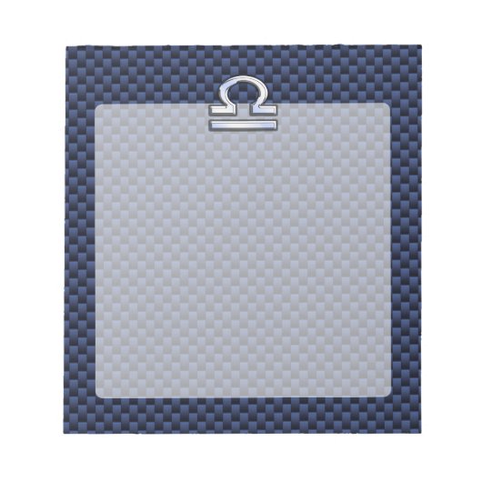 Libra〔占星術の〕十二宮図サインオンブルーカーボンファイバースタイル ノートパッド (正面)