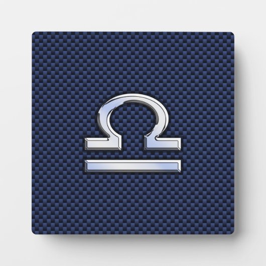 Libra〔占星術の〕十二宮図サインオンブルーカーボンファイバースタイル フォトプラーク (正面)