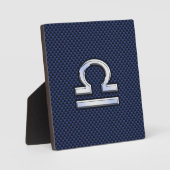 Libra〔占星術の〕十二宮図サインオンブルーカーボンファイバースタイル フォトプラーク (正面)