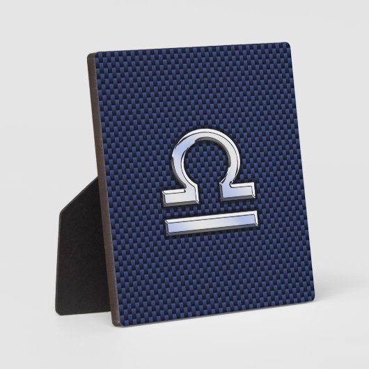 Libra〔占星術の〕十二宮図サインオンブルーカーボンファイバースタイル フォトプラーク (正面)