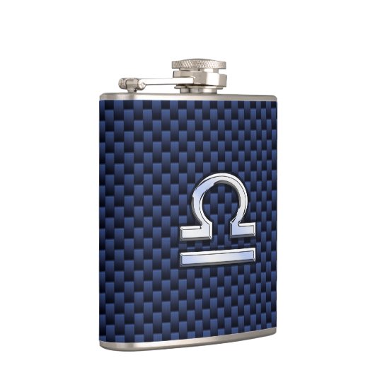 Libra〔占星術の〕十二宮図サインオンブルーカーボンファイバースタイル フラスク (右)