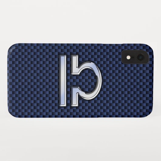 Libra〔占星術の〕十二宮図サインオンブルーカーボンファイバースタイル Case-Mate iPhoneケース (裏面(横))