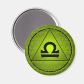 Libra〔占星術の〕十二宮図サイン緑の三角形のカーリースクリプト マグネット (正面/裏面)