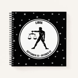 Libra〔占星術の〕十二宮図サイン、白黒ノートブック ノートブック