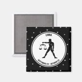 Libra〔占星術の〕十二宮図サイン、白黒マグネット マグネット (正面/裏面)