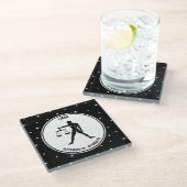 Libra〔占星術の〕十二宮図サイン、Black & White Glass Coaster ガラスコースター (アングル)