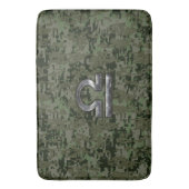 Libra〔占星術の〕十二宮図シンボルのオリーブグリーン迷彩柄 バスマット (正面縦)