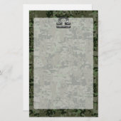 Libra〔占星術の〕十二宮図シンボルGreen Digital Camouflage 便箋 (正面/裏面)